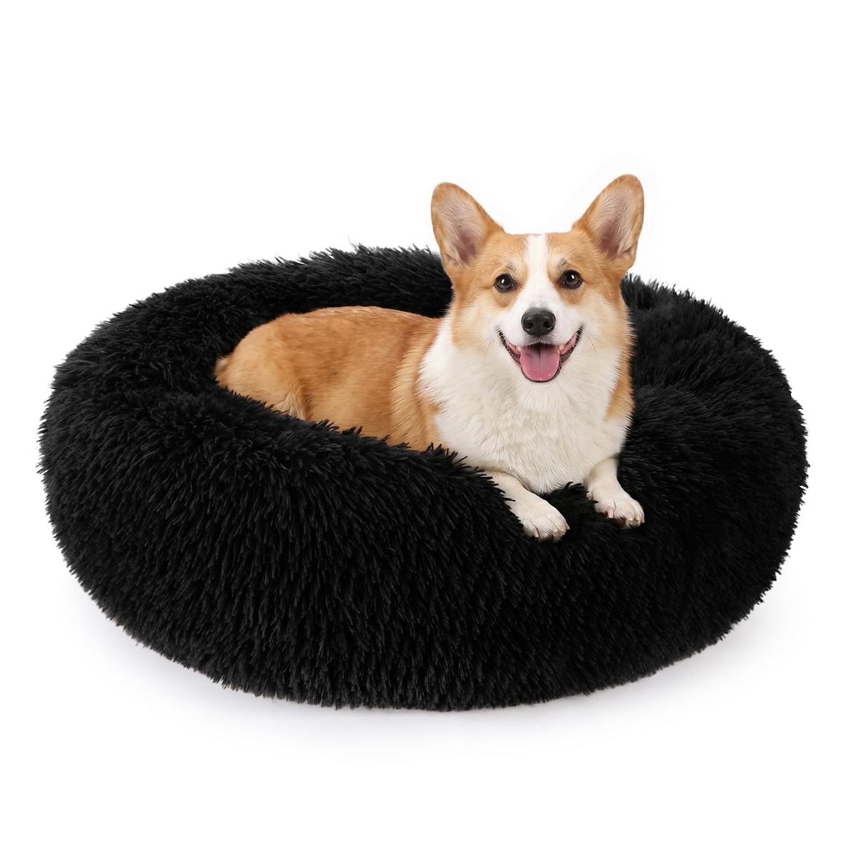 23" Round Donut Dog Bed – Plush Washable Pet Bed for Dogs & Cats