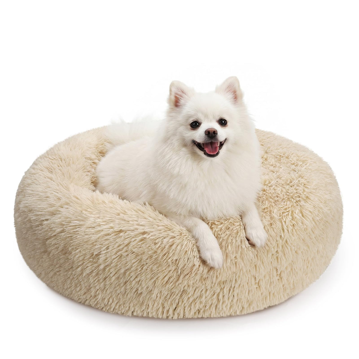 23" Round Donut Dog Bed – Plush Washable Pet Bed for Dogs & Cats