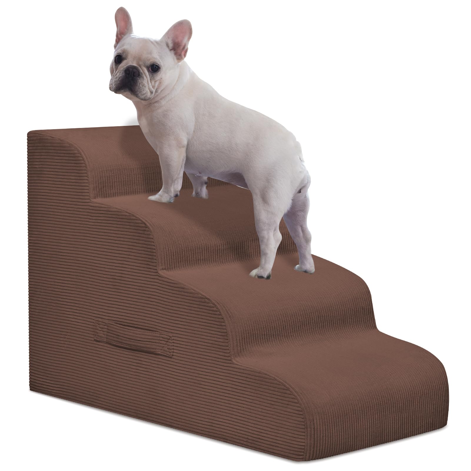 4-Step Dog Stairs for Small Dogs & Cats – Foam Pet Steps for Bed & Sofa