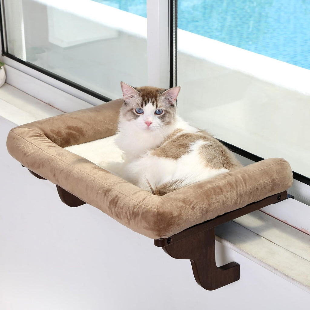 Cat Window Perch with Bolsters – Large 24" Windowsill Cat Bed