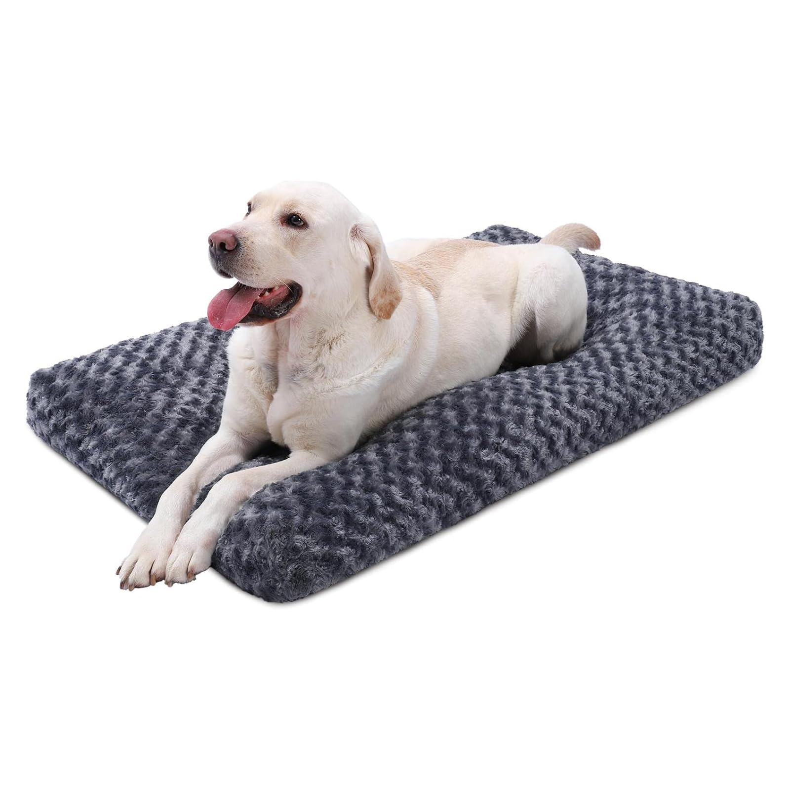 41" Washable Large Dog Bed – Soft Plush Crate Mat with Non-Slip Bottom, Gray