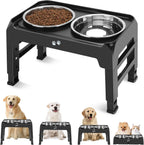 4-Height Elevated Dog Bowl Stand with 2 Steel Bowls