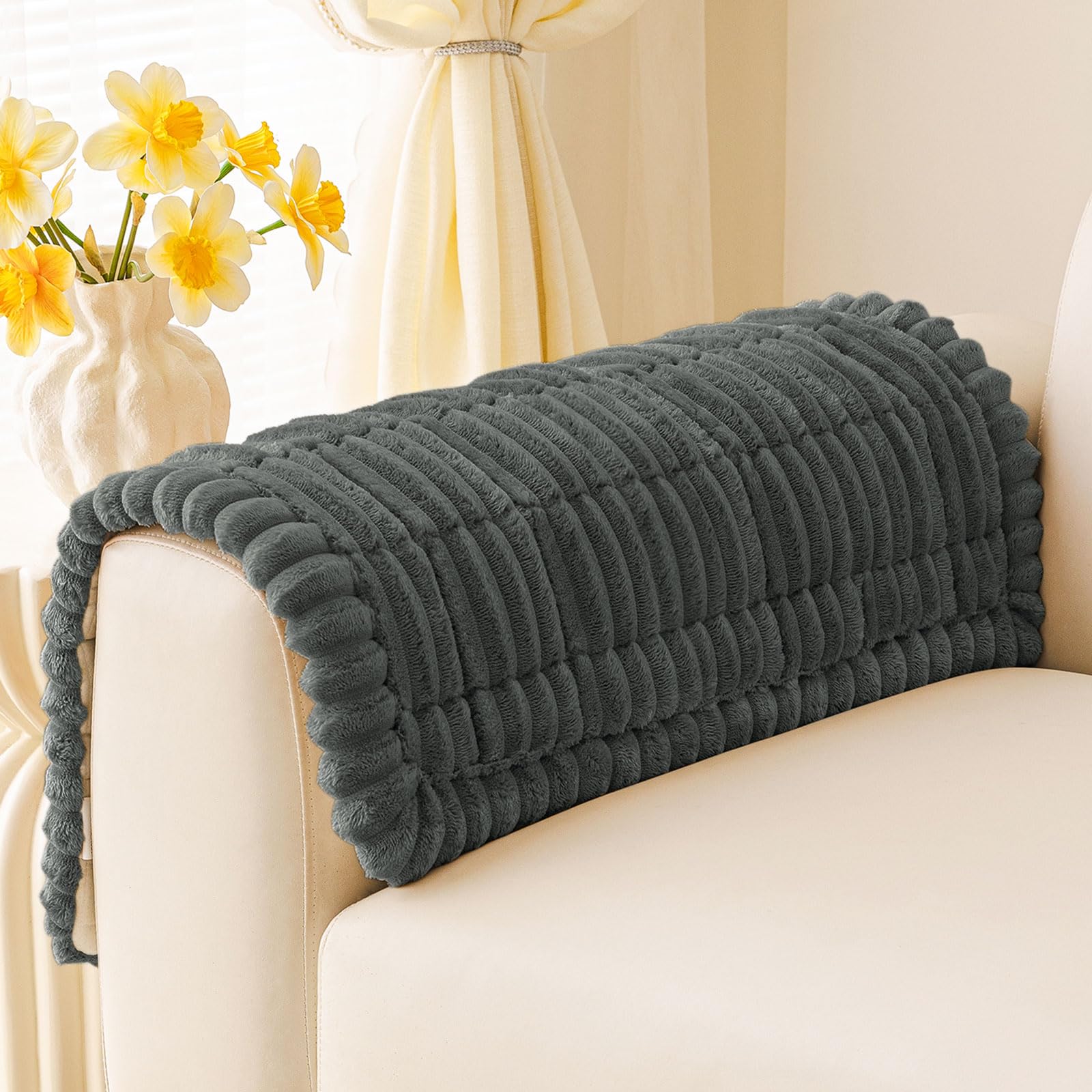 Plush Ribbed Pet Couch Cover