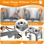 5-Height Large Dog Bowl Stand with 2 XL Steel Bowls