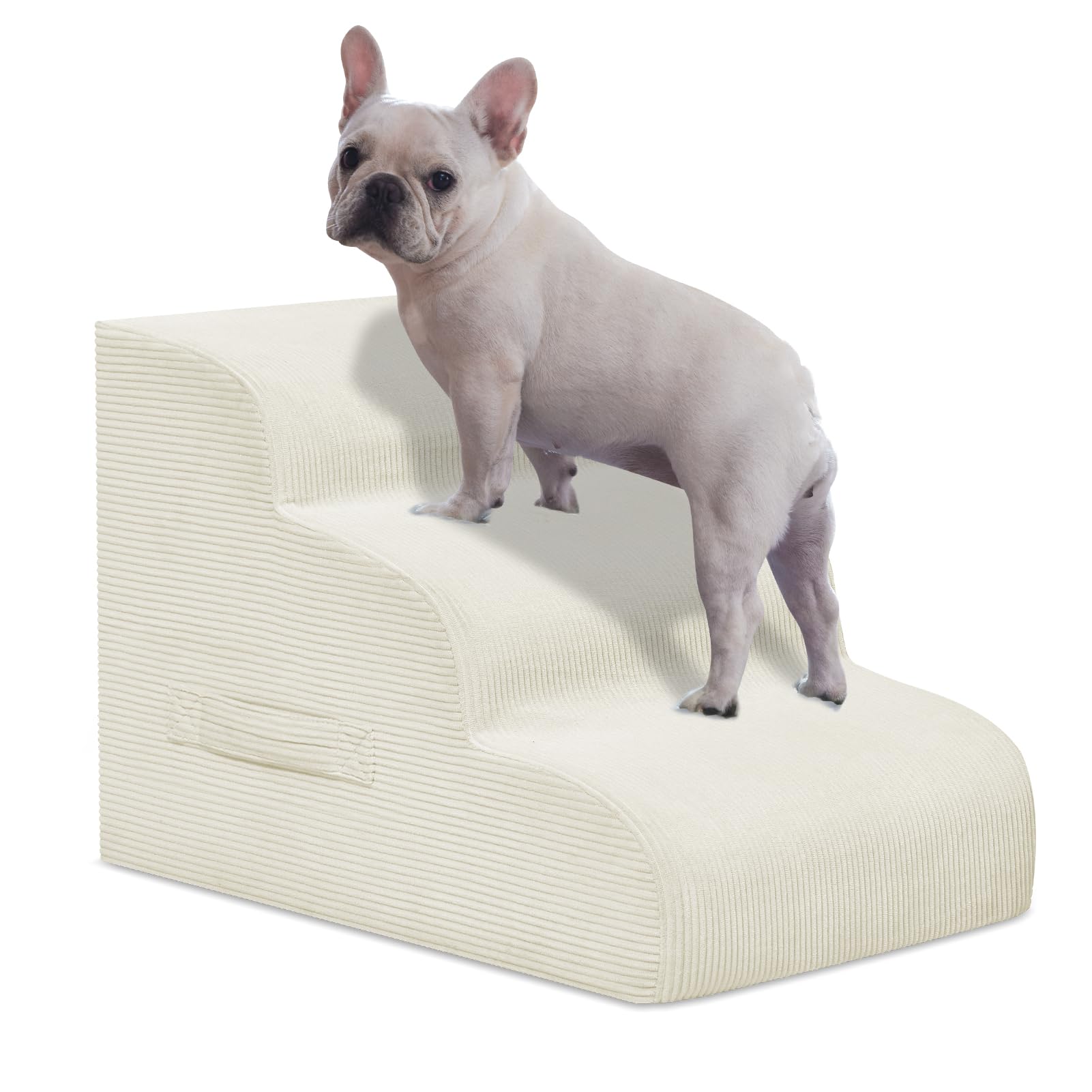 4-Step Dog Stairs for Small Dogs & Cats – Foam Pet Steps for Bed & Sofa