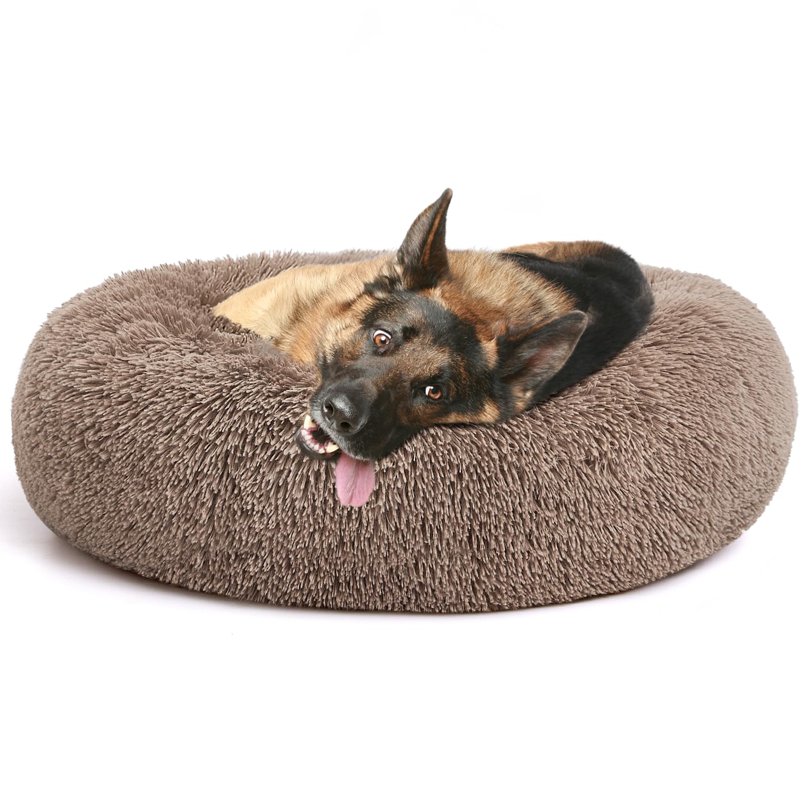 23" Round Donut Dog Bed – Plush Washable Pet Bed for Dogs & Cats