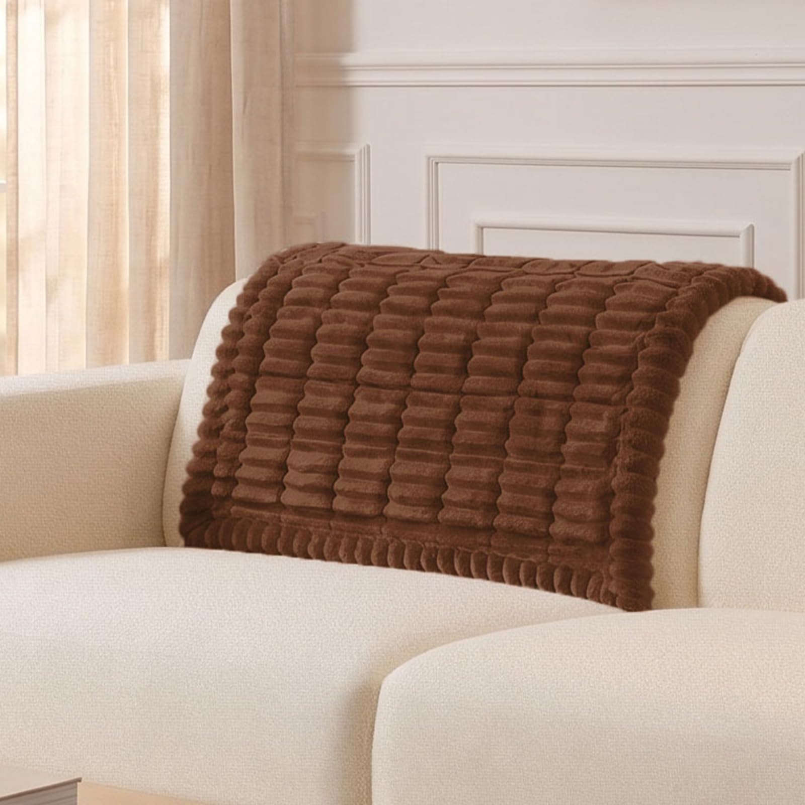 Plush Ribbed Pet Couch Cover