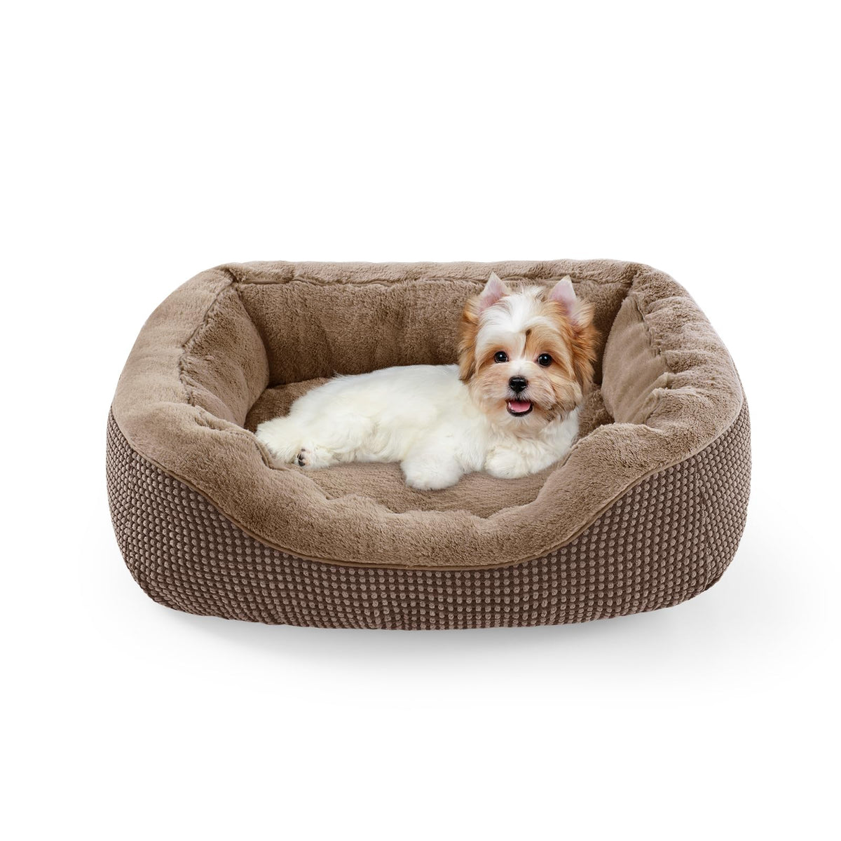 20" Small Dog & Cat Bed – Washable Soft Bolster Pet Bed with Non-Slip Bottom