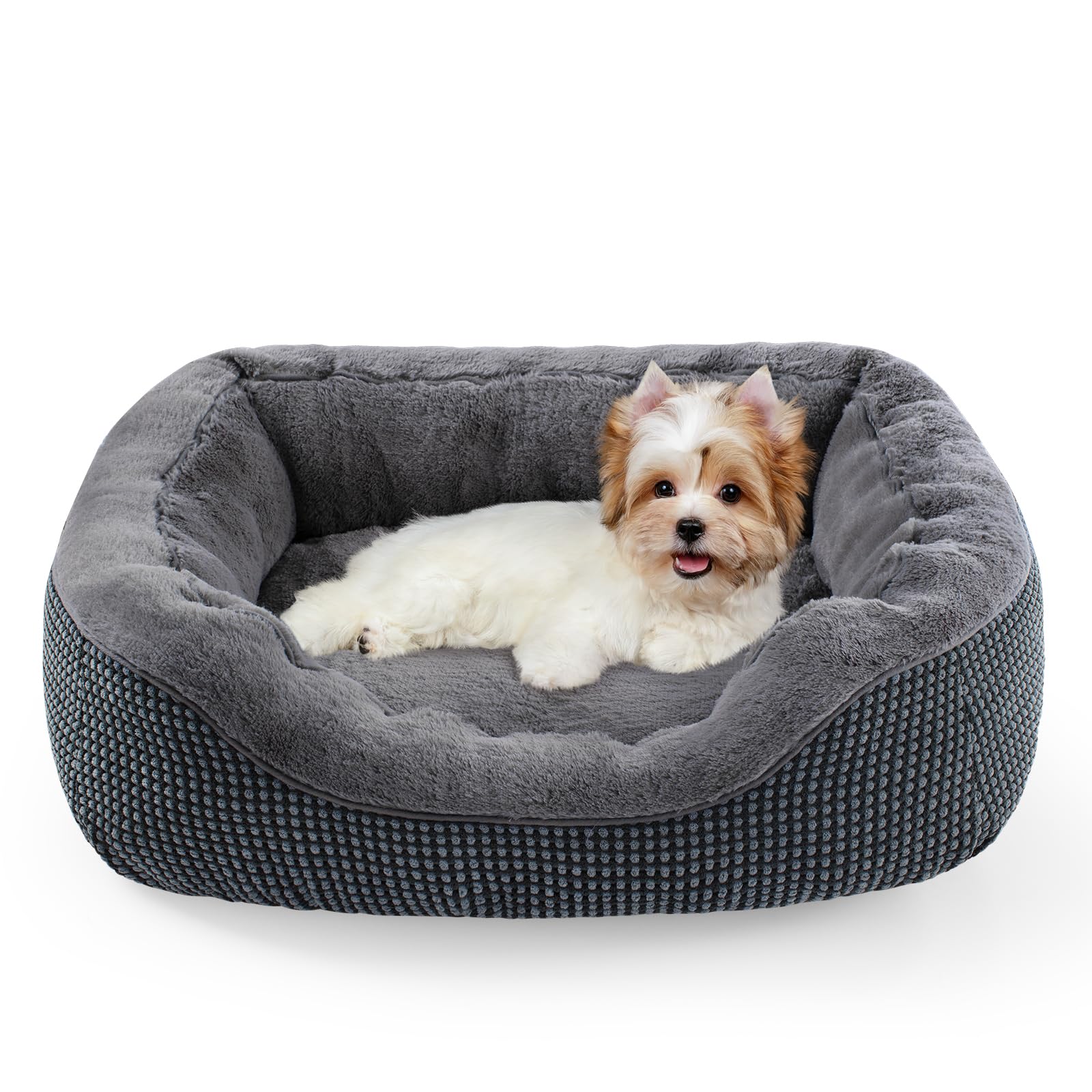 Medium Dog Bed with Raised Sides – 30" x 24" Washable Pet Bed