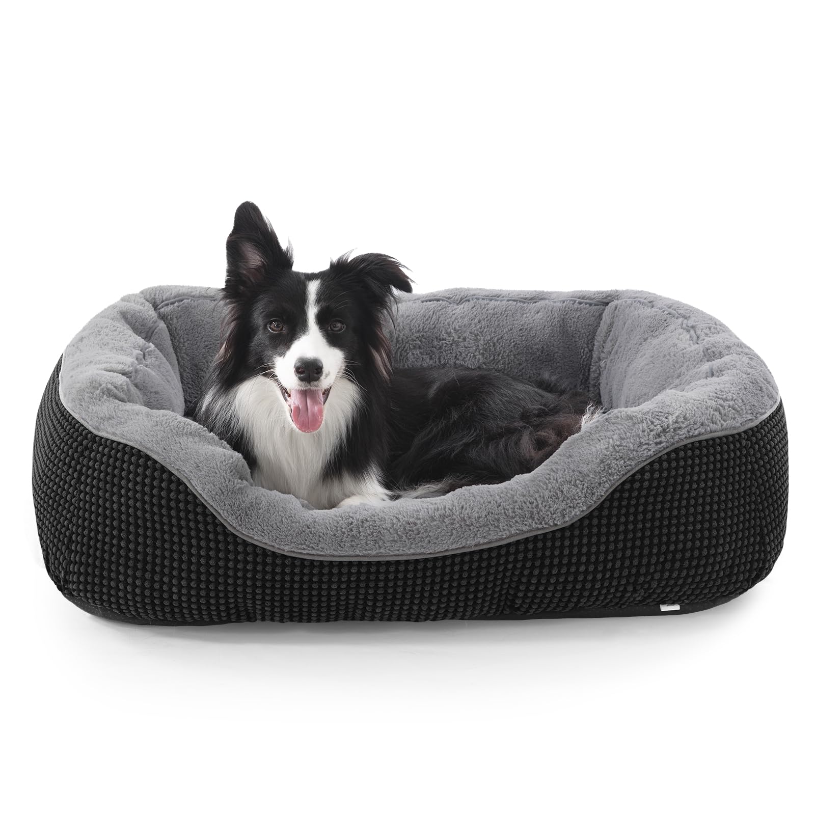 20" Small Dog & Cat Bed – Washable Soft Bolster Pet Bed with Non-Slip Bottom