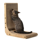 L-Shaped Cat Scratcher – Cardboard Scratch Pad with Toy Ball for Indoor Cats
