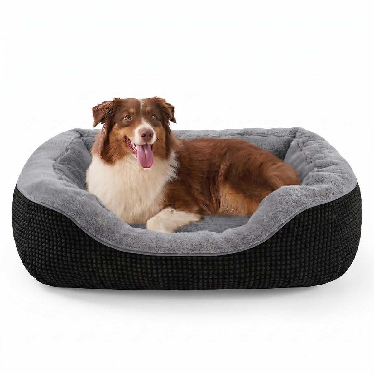 20" Small Dog & Cat Bed – Washable Soft Bolster Pet Bed with Non-Slip Bottom