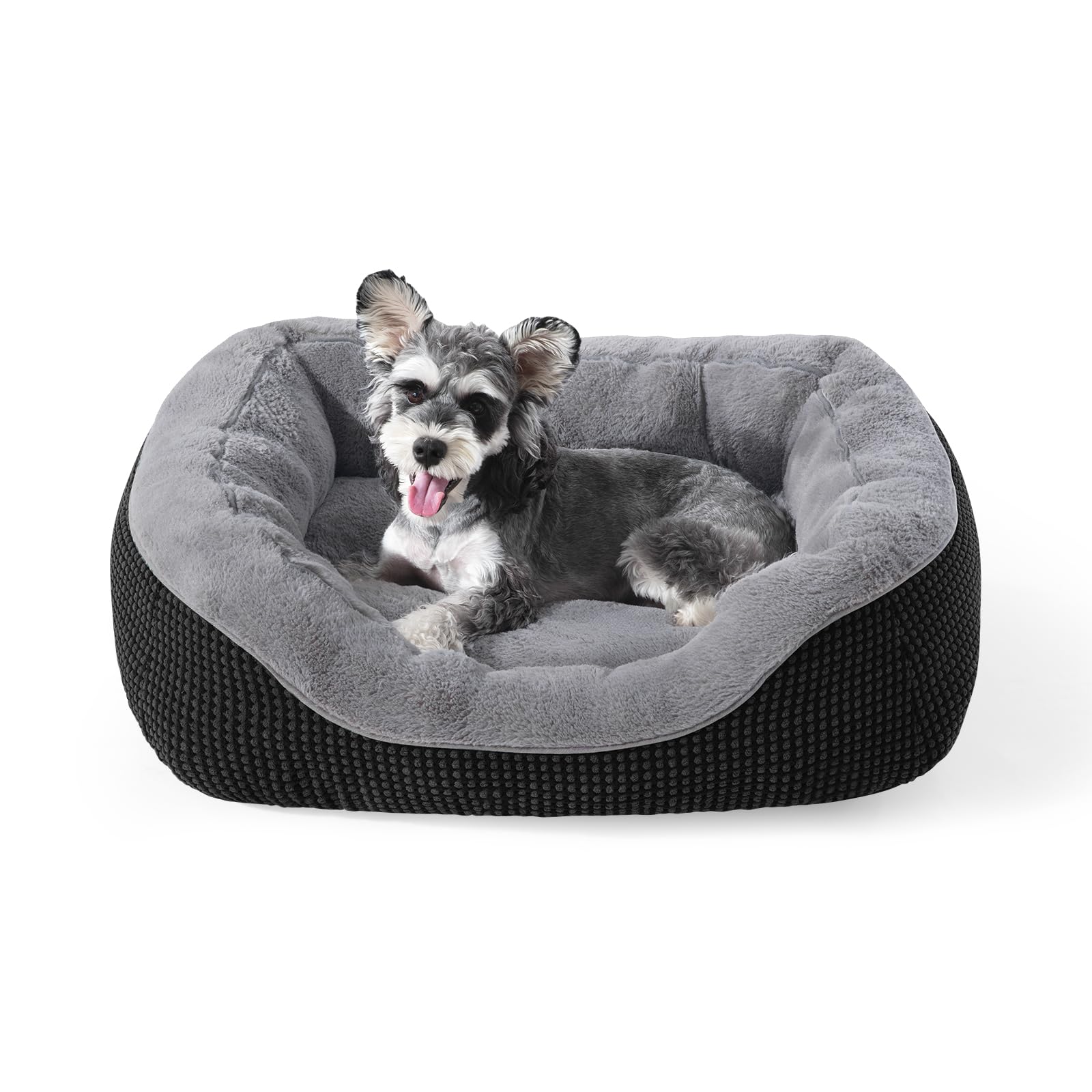 20" Small Dog & Cat Bed – Washable Soft Bolster Pet Bed with Non-Slip Bottom
