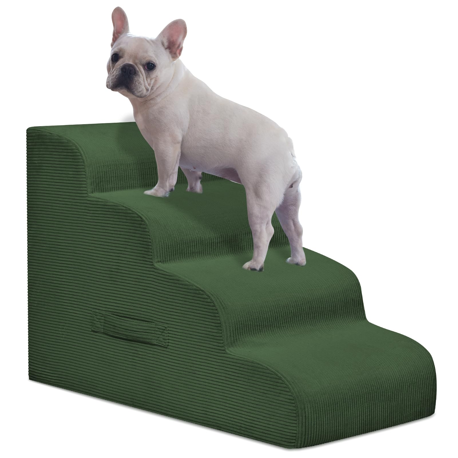 4-Step Dog Stairs for Small Dogs & Cats – Foam Pet Steps for Bed & Sofa