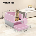 Open Cat Litter Box Set with Step Tray & Scoop