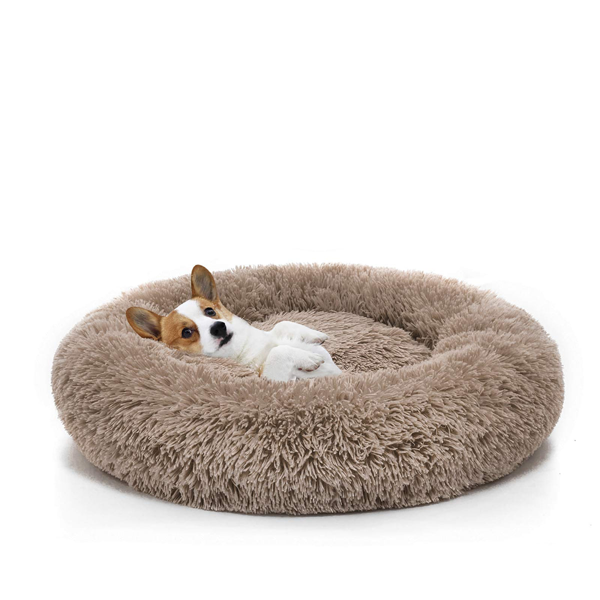 23" Round Donut Dog Bed – Plush Washable Pet Bed for Dogs & Cats