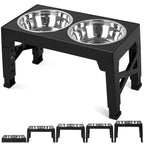 5-Height Elevated Dog Bowl Stand with 2 Steel Bowls