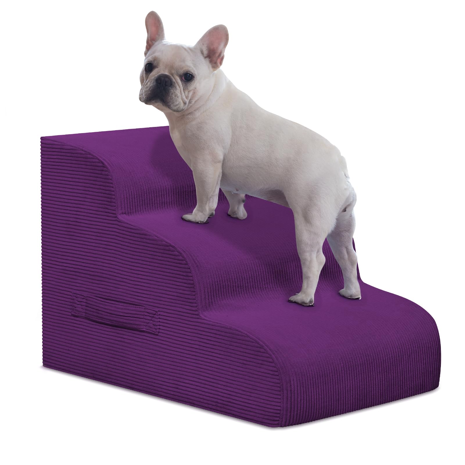 4-Step Dog Stairs for Small Dogs & Cats – Foam Pet Steps for Bed & Sofa
