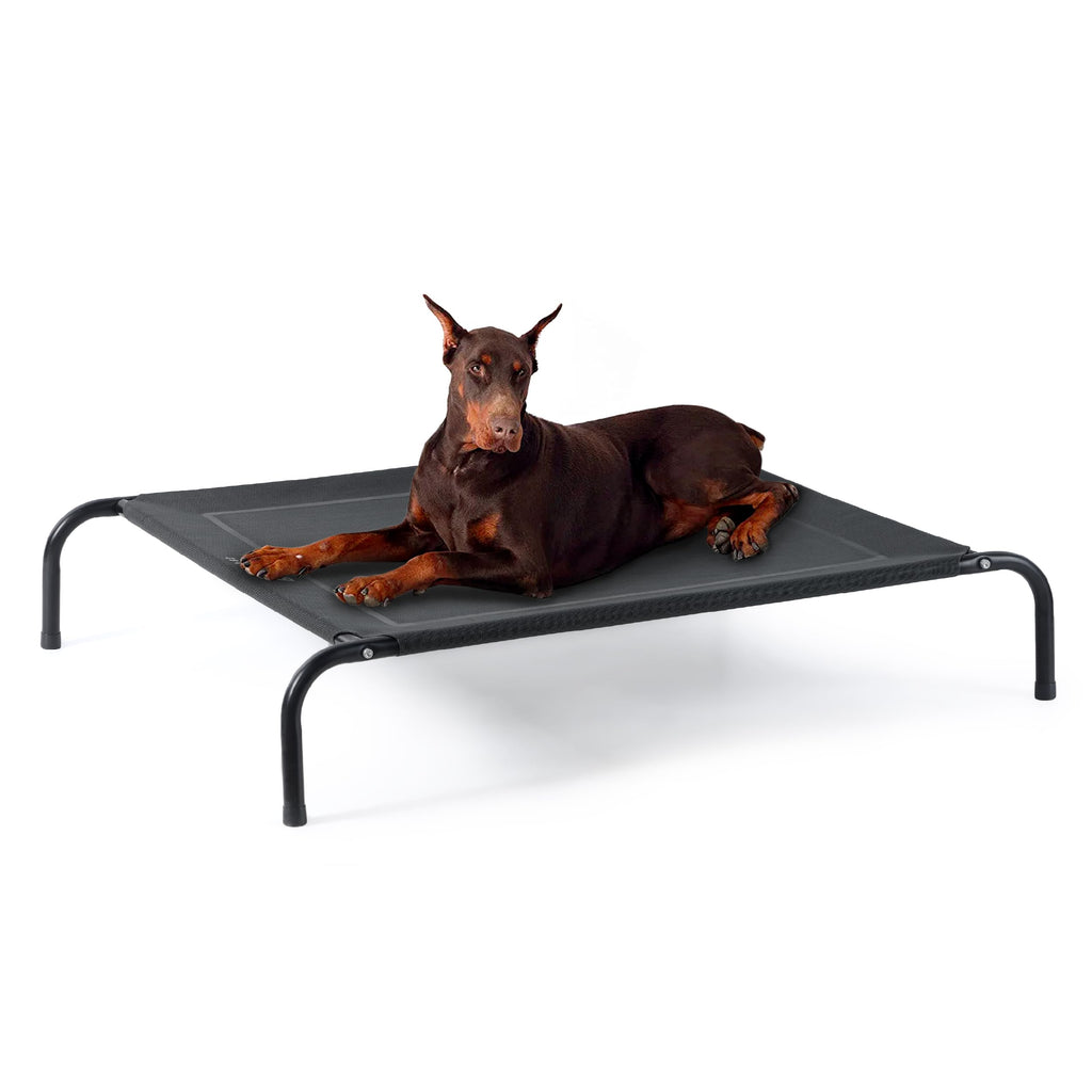 49" Large Elevated Cooling Dog Bed – Breathable Raised Outdoor Pet Cot, Grey