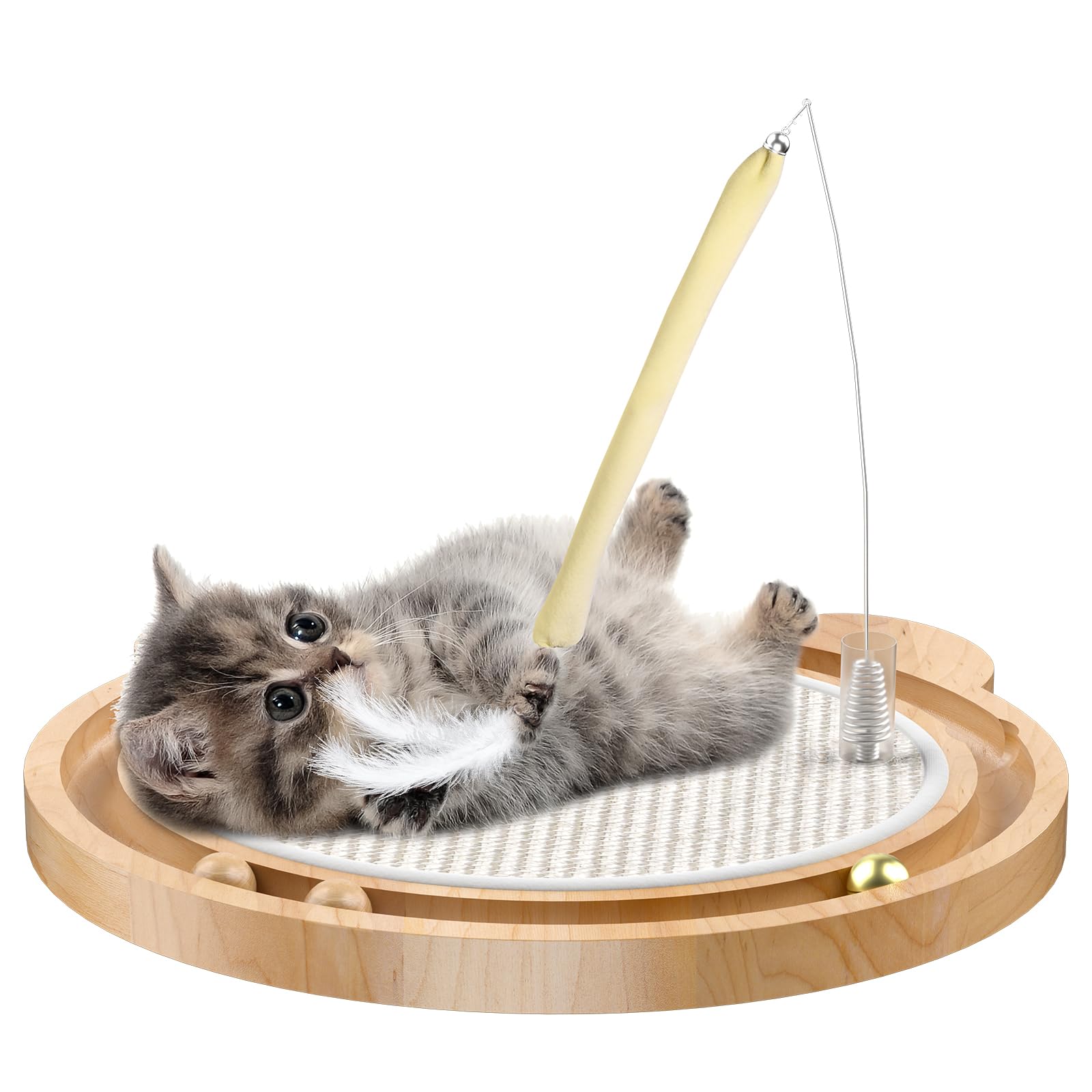 Natural Sisal Cat Scratcher with Ball Track – Interactive Scratching Toy for Cats