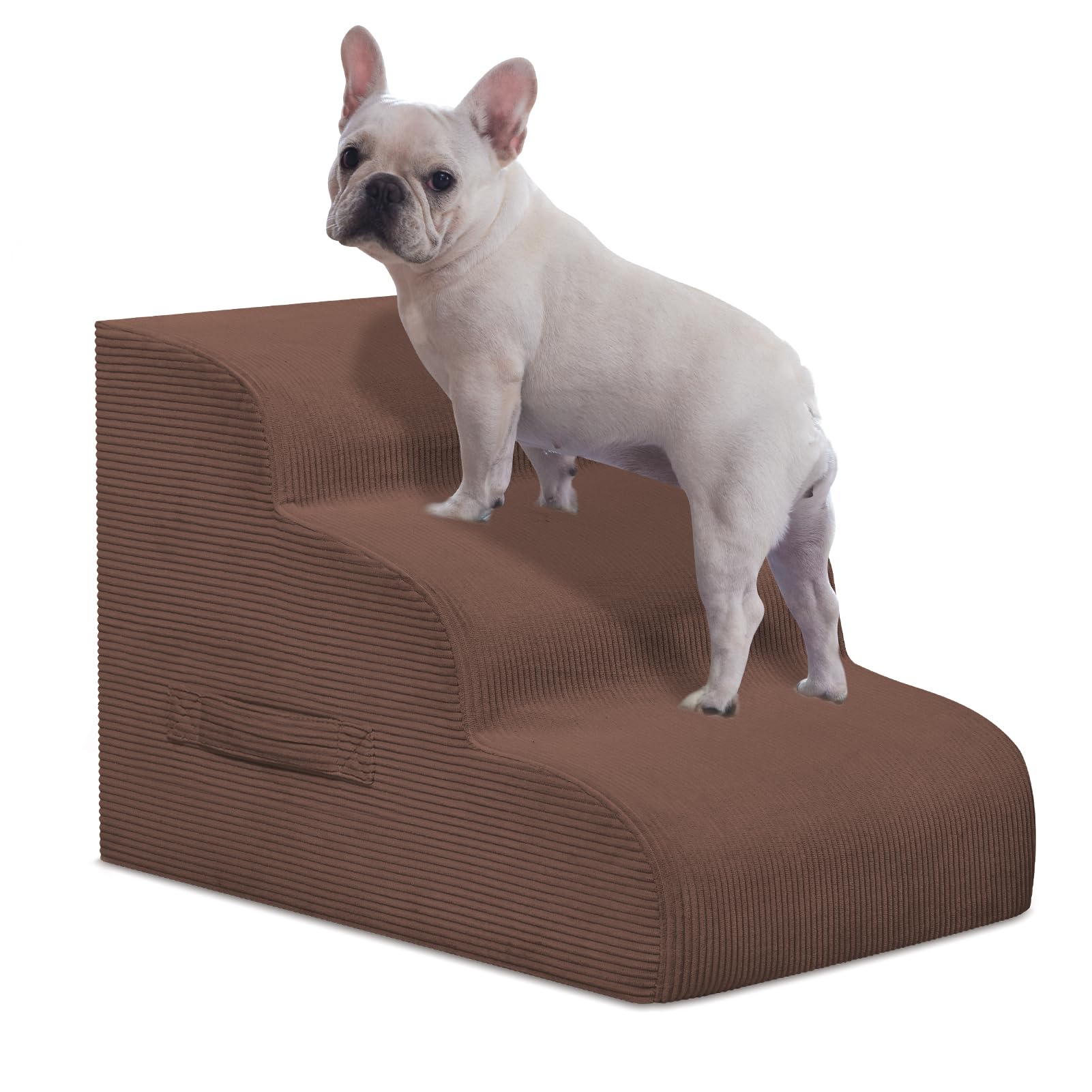 4-Step Dog Stairs for Small Dogs & Cats – Foam Pet Steps for Bed & Sofa