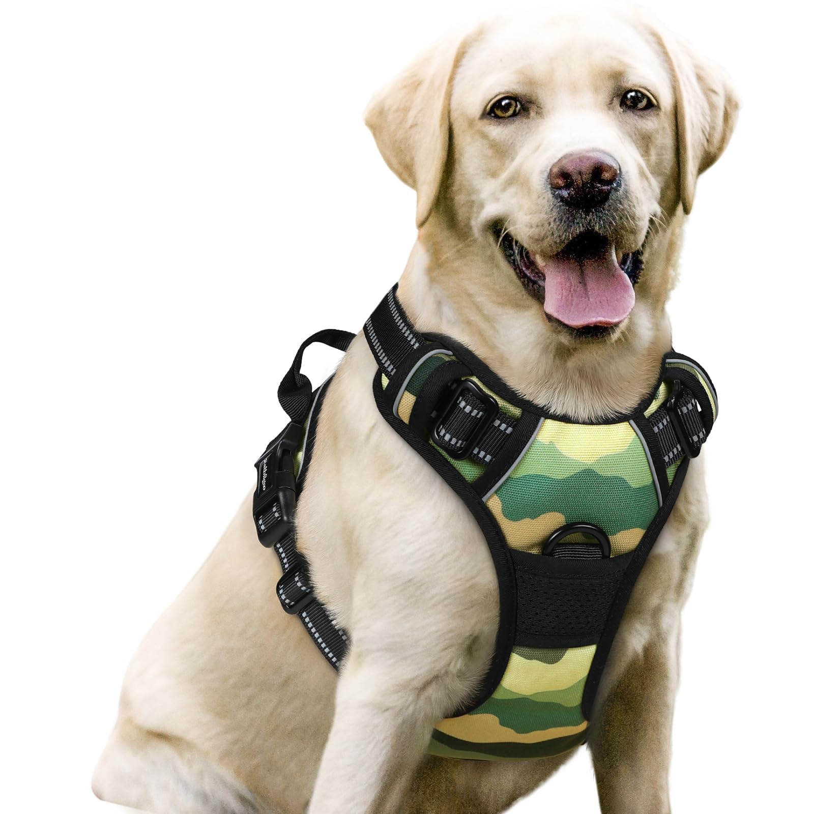 No Pull Dog Harness for Large Dogs – Adjustable Pet Vest with 2 Leash Clips