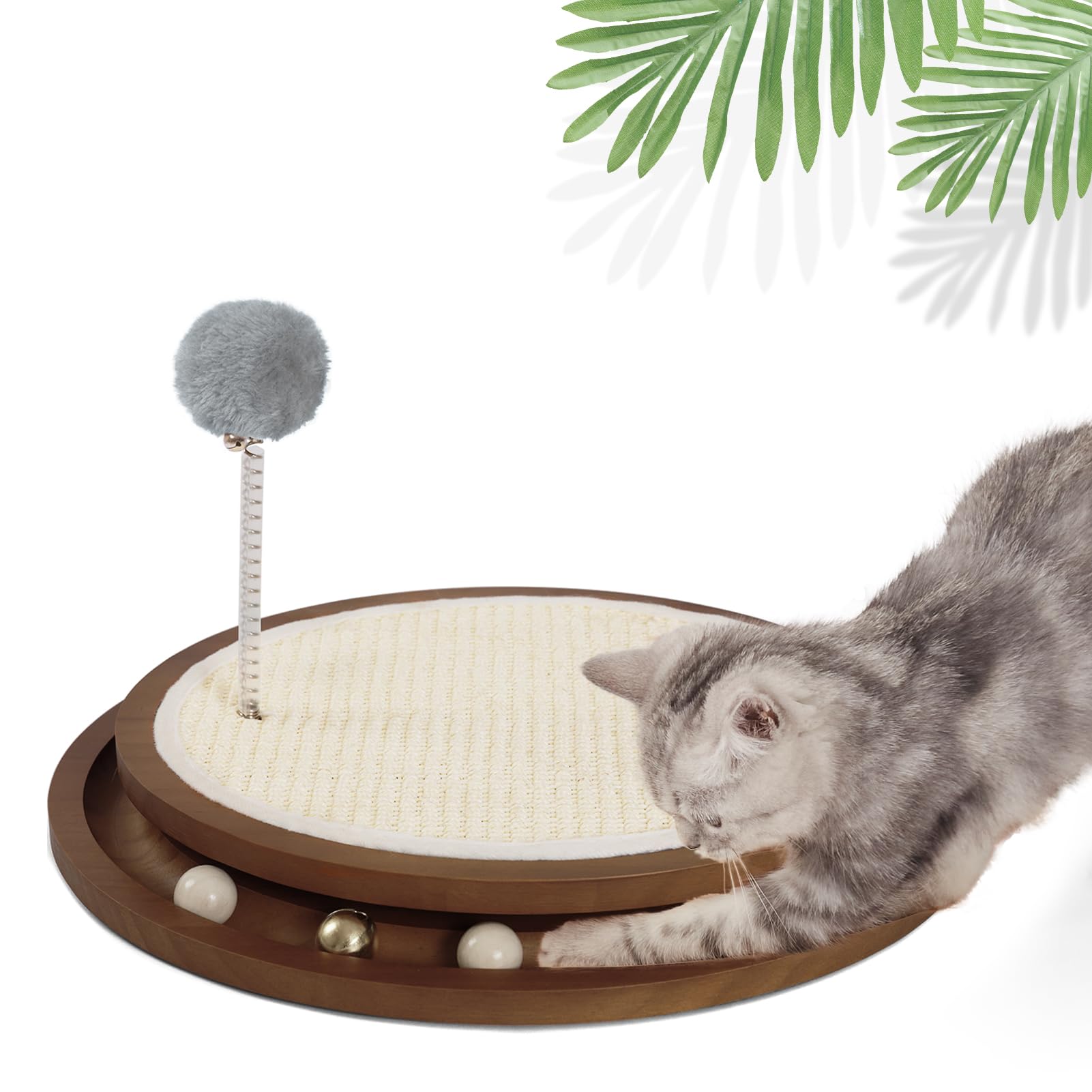 Natural Sisal Cat Scratcher with Ball Track – Interactive Scratching Toy for Cats