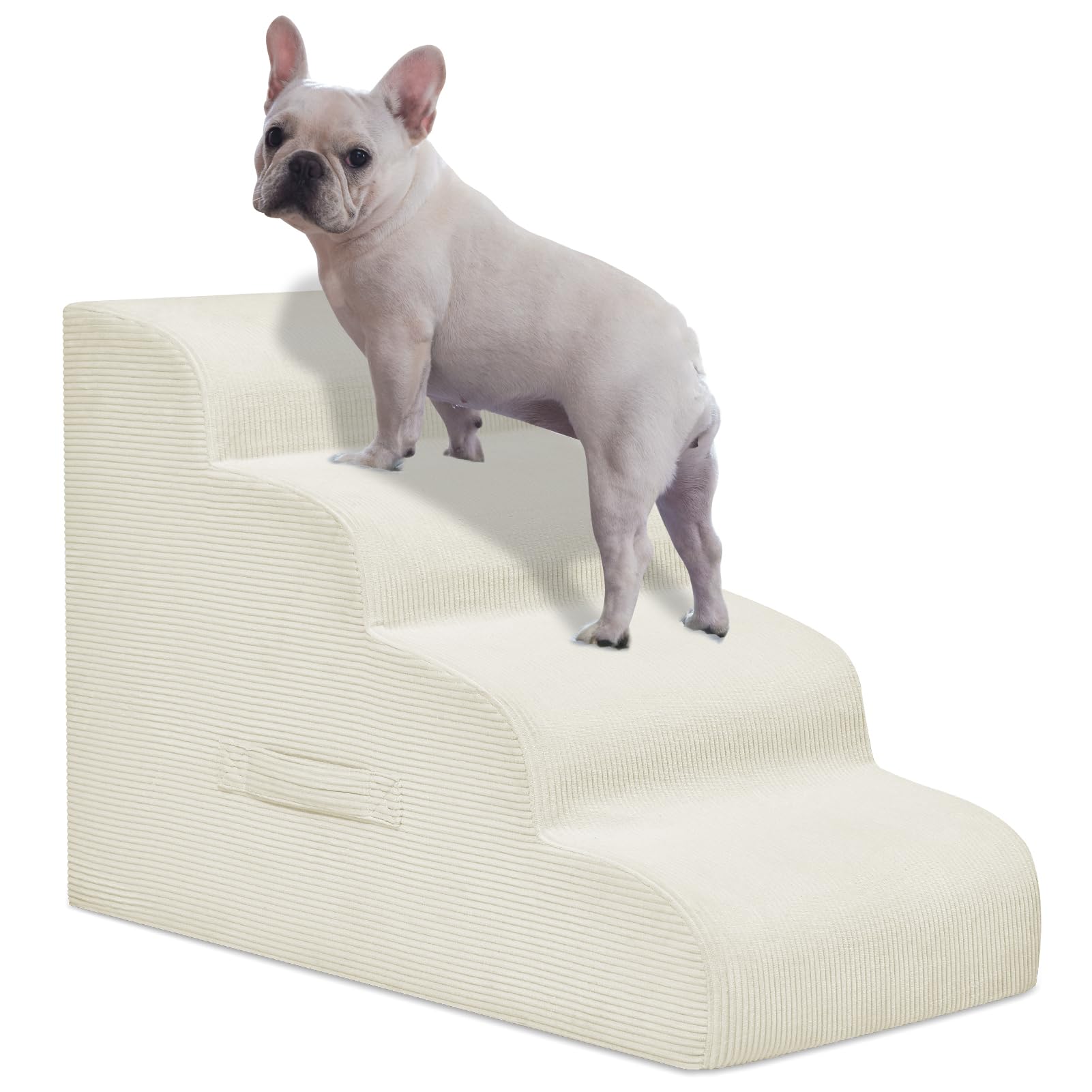 4-Step Dog Stairs for Small Dogs & Cats – Foam Pet Steps for Bed & Sofa