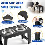 Adjustable Elevated Dog Bowl Stand with 2 Steel Bowls