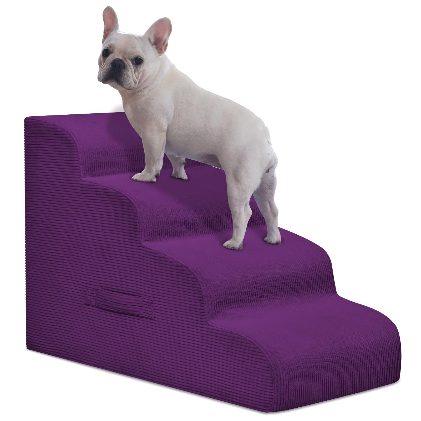 4-Step Dog Stairs for Small Dogs & Cats – Foam Pet Steps for Bed & Sofa