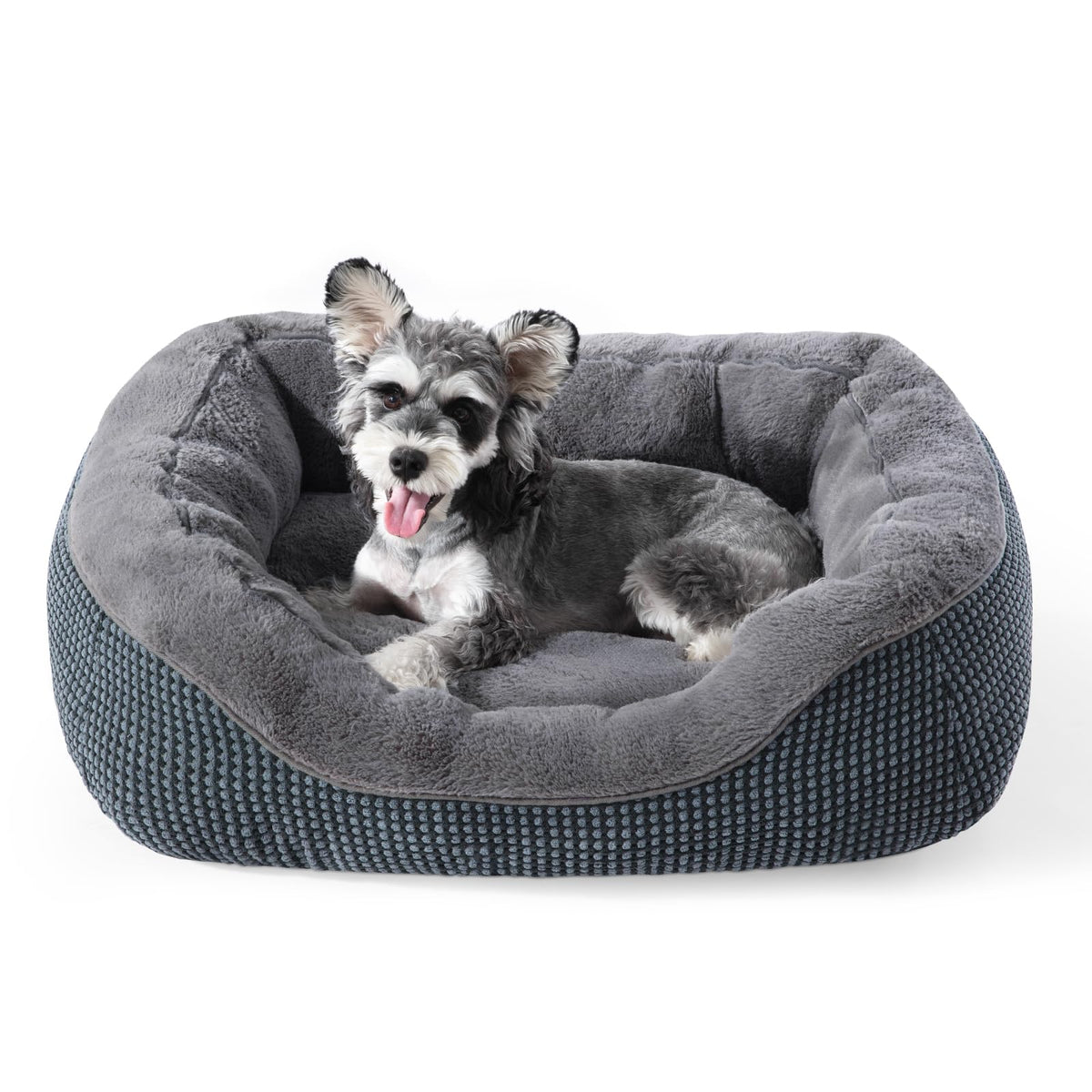 20" Small Dog & Cat Bed – Washable Soft Bolster Pet Bed with Non-Slip Bottom