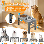 5-Height Large Dog Bowl Stand with 2 XL Steel Bowls