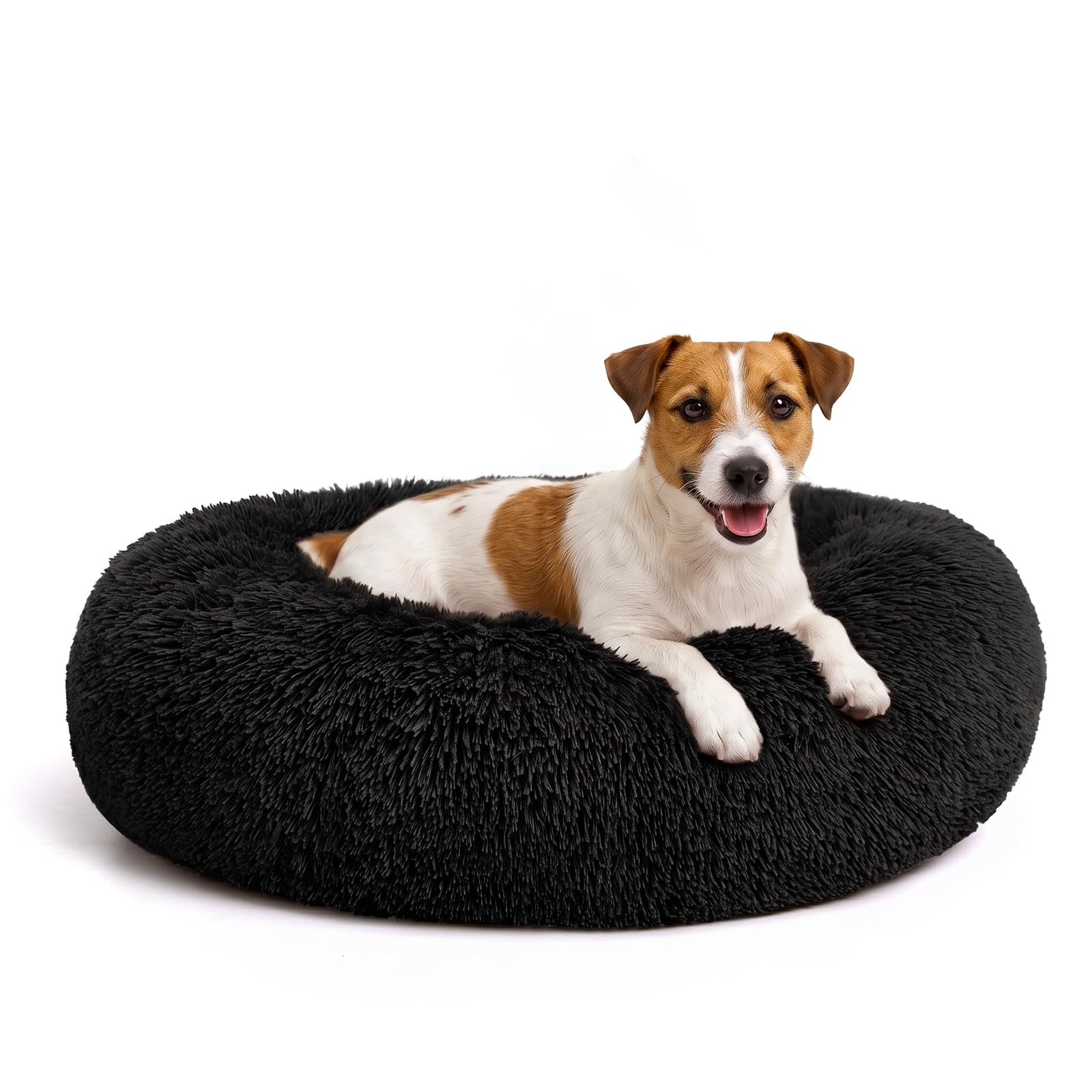 23" Round Donut Dog Bed – Plush Washable Pet Bed for Dogs & Cats