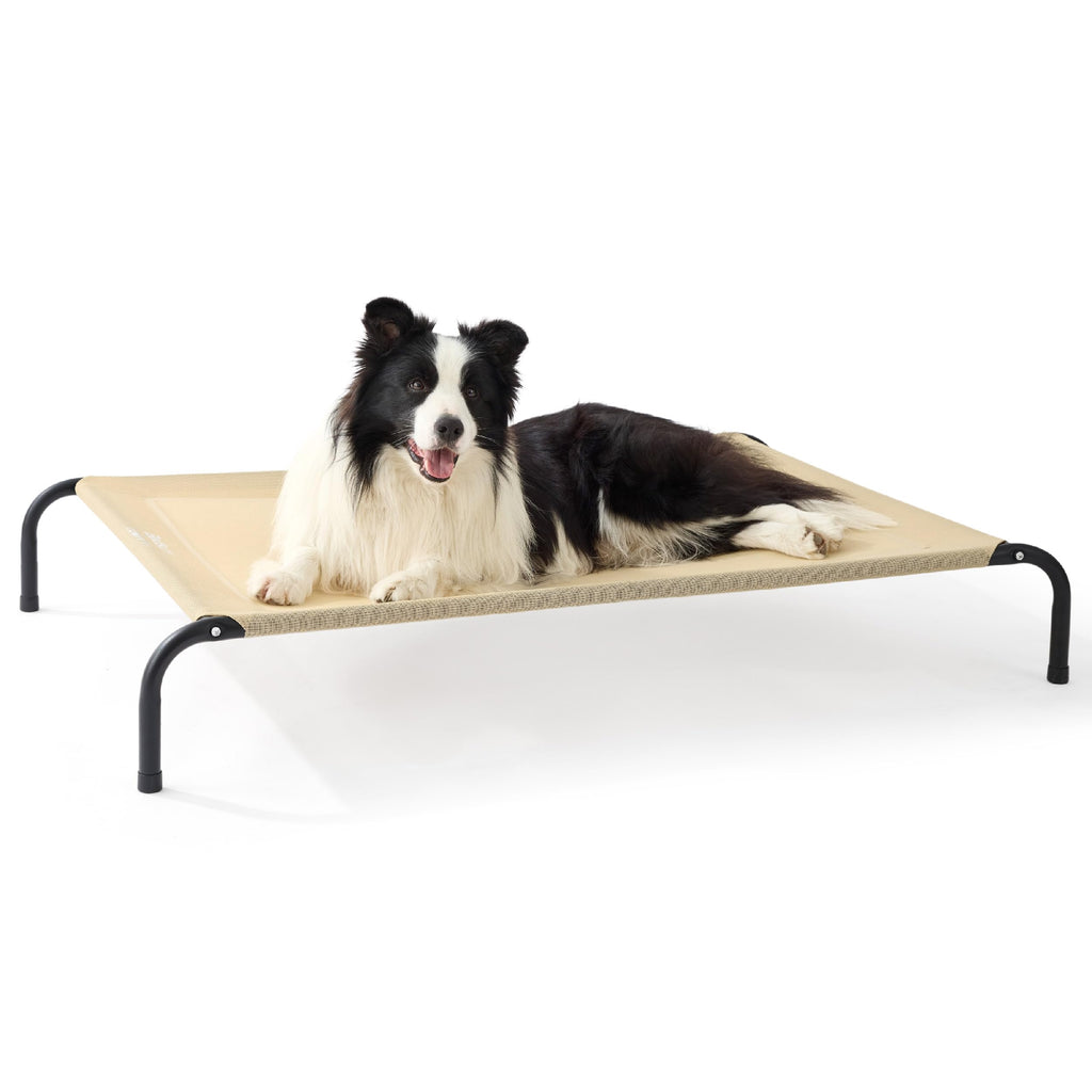 49" Large Elevated Cooling Dog Bed – Breathable Raised Outdoor Pet Cot, Grey