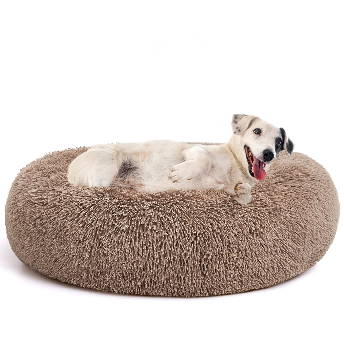 23" Round Donut Dog Bed – Plush Washable Pet Bed for Dogs & Cats