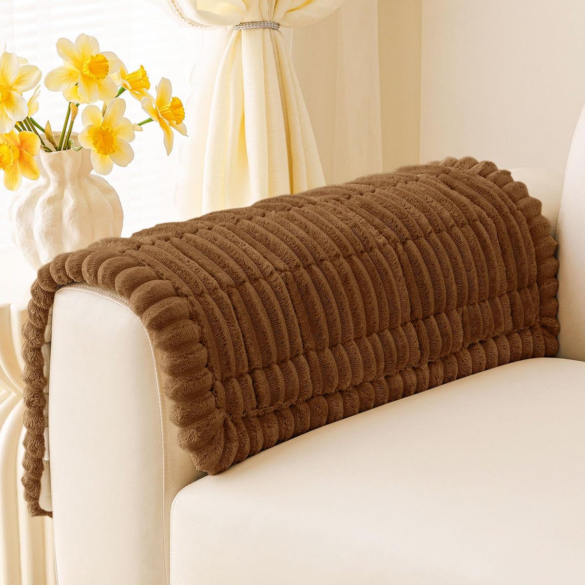 Plush Ribbed Pet Couch Cover