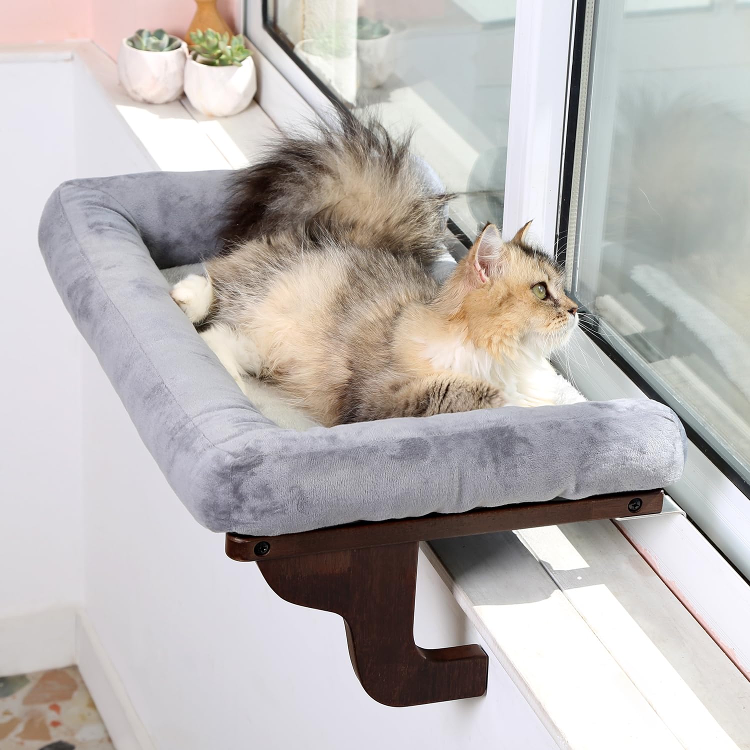 Cat Window Perch with Bolsters – Large 24" Windowsill Cat Bed
