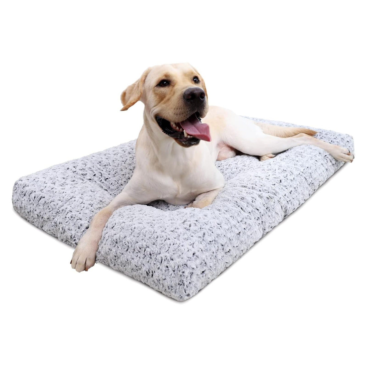 41" Washable Large Dog Bed – Soft Plush Crate Mat with Non-Slip Bottom, Gray