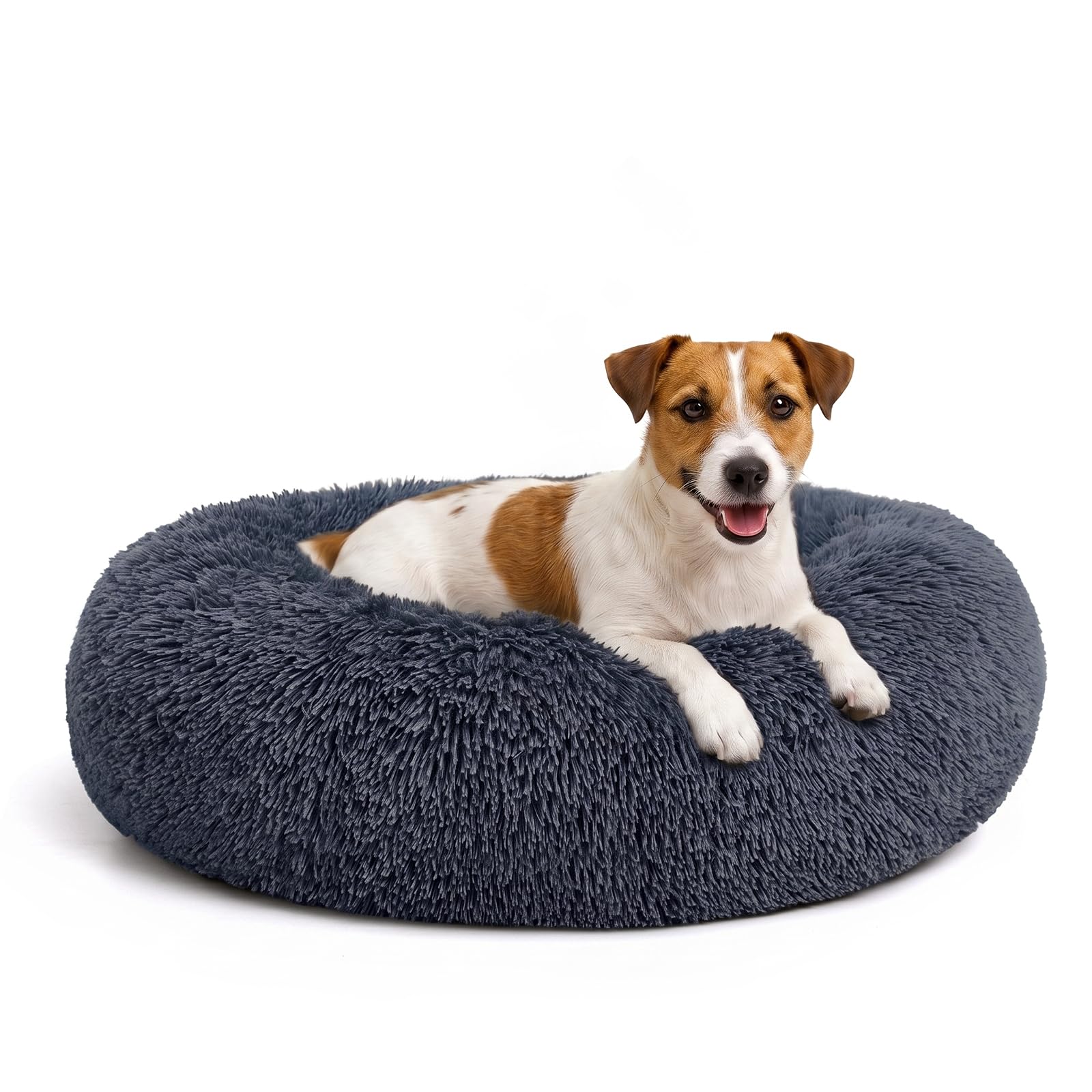 23" Round Donut Dog Bed – Plush Washable Pet Bed for Dogs & Cats