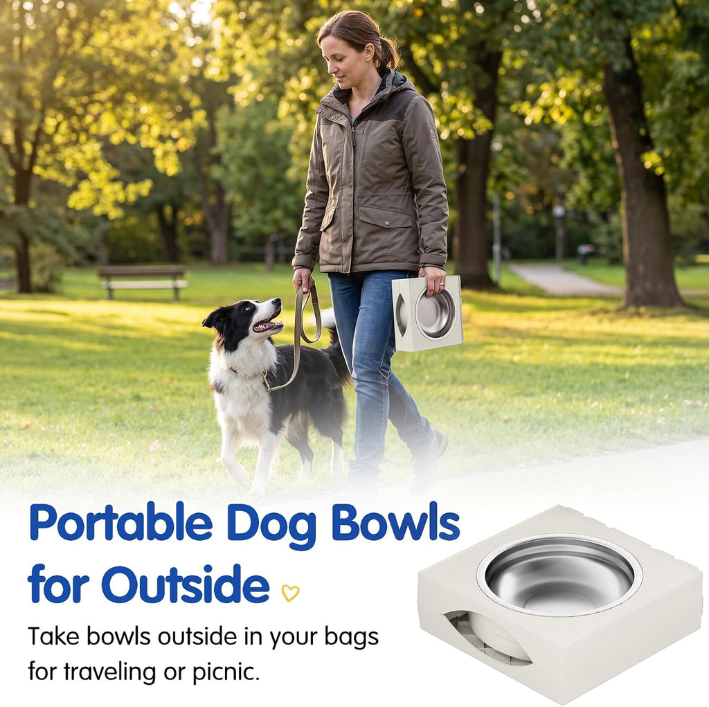 Adjustable Elevated Dog Feeder with 2 Steel Bowls