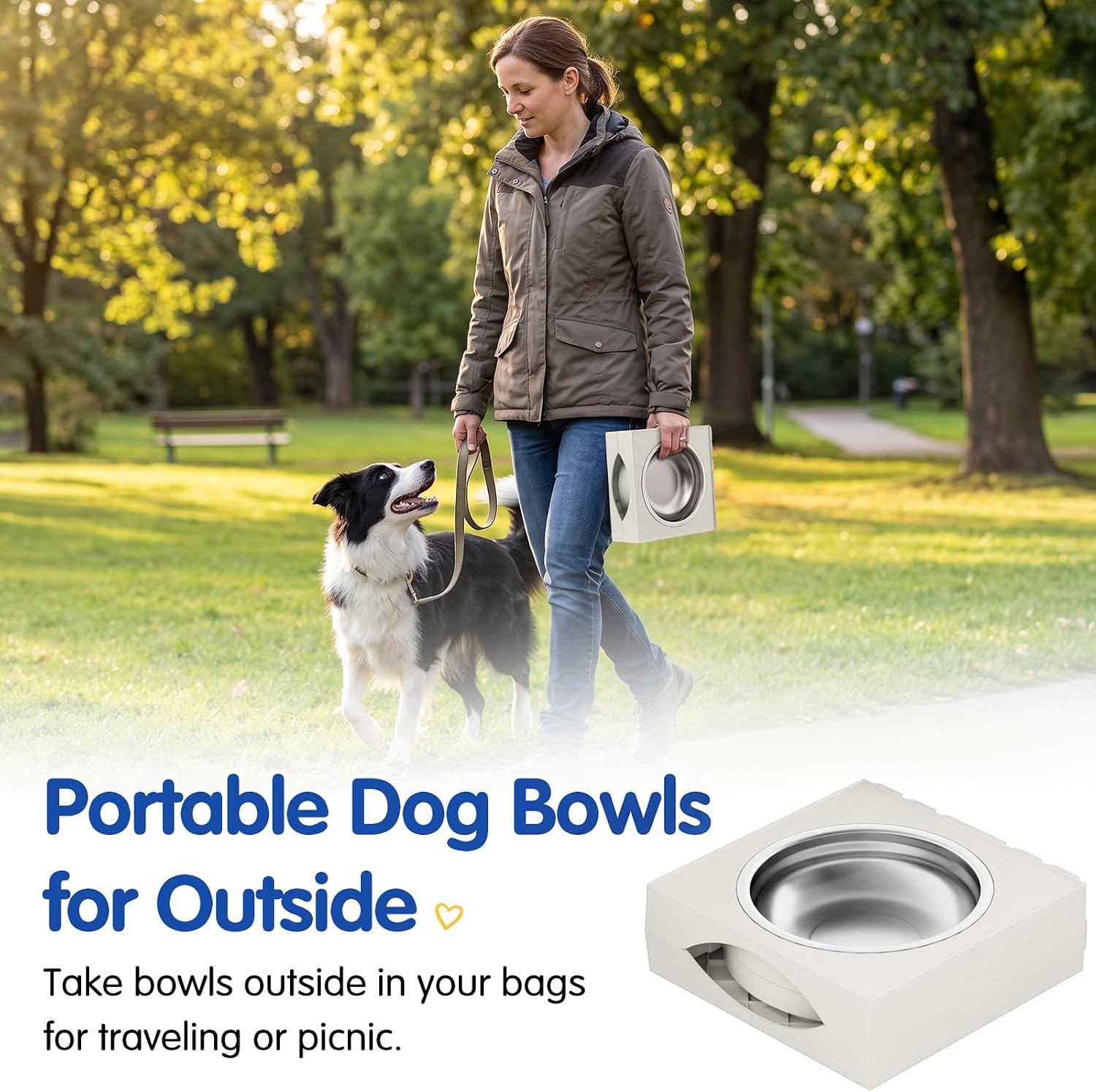 Adjustable Elevated Dog Feeder with 2 Steel Bowls