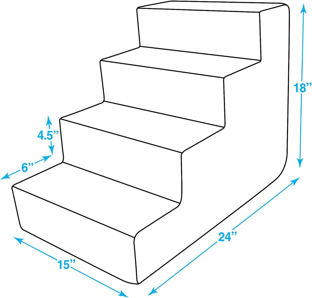 4-Step Dog Stairs for Small Dogs & Cats – 18" Foam Pet Steps for Bed & Couch