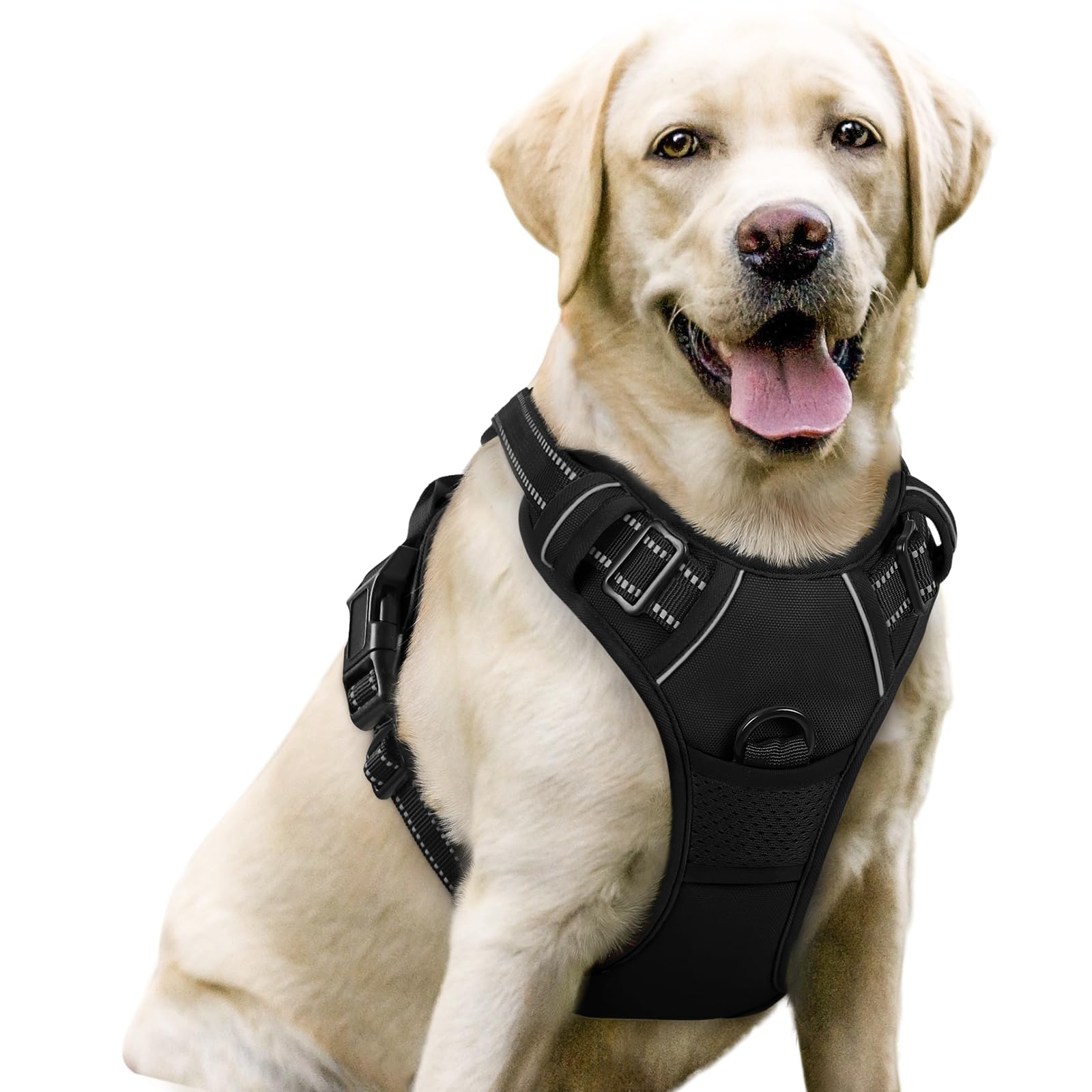 No Pull Dog Harness for Large Dogs – Adjustable Pet Vest with 2 Leash Clips