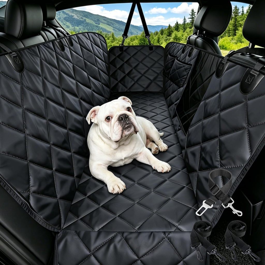 Water-Resistant Dog Car Seat Cover with Safety Belt Openings