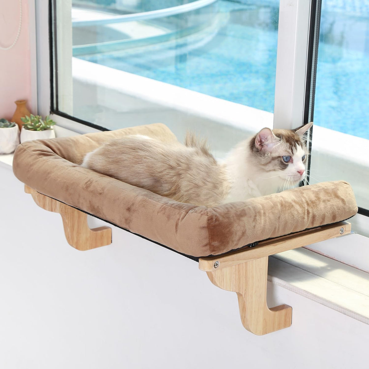 Cat Window Perch with Bolsters – Large 24" Windowsill Cat Bed
