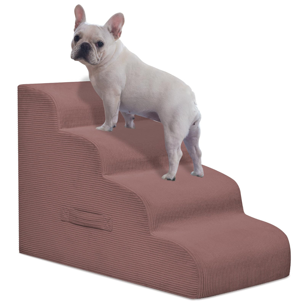 4-Step Dog Stairs for Small Dogs & Cats – Foam Pet Steps for Bed & Sofa