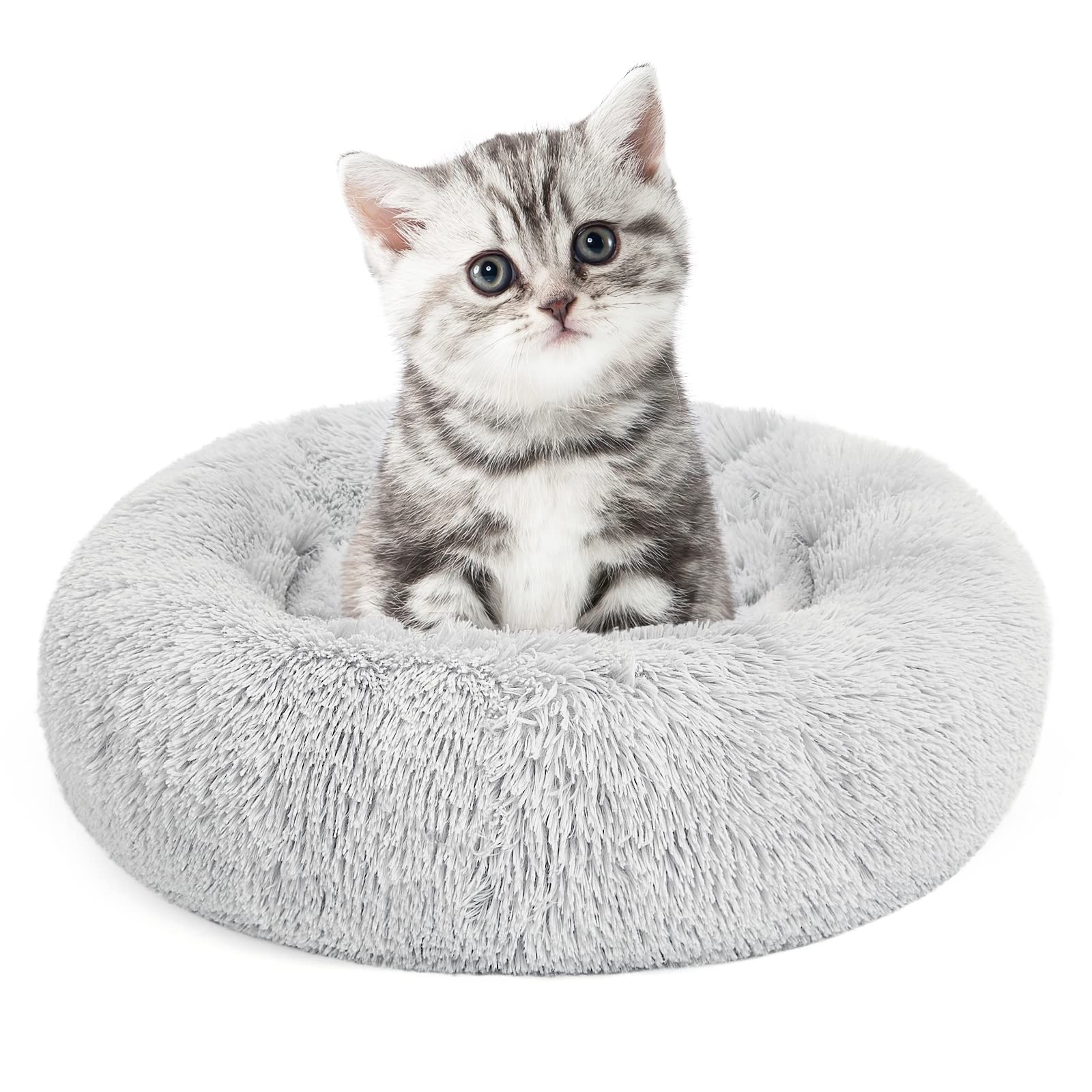 23" Round Donut Dog Bed – Plush Washable Pet Bed for Dogs & Cats