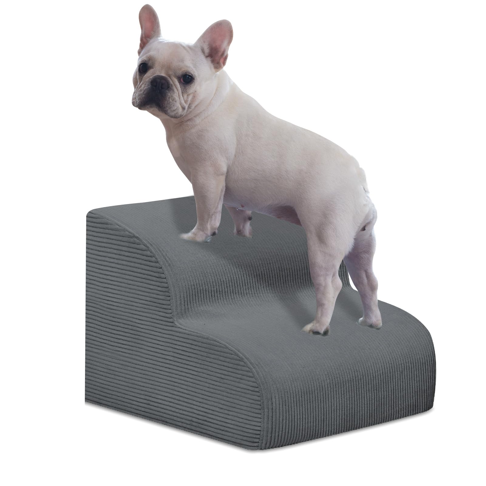 4-Step Dog Stairs for Small Dogs & Cats – Foam Pet Steps for Bed & Sofa