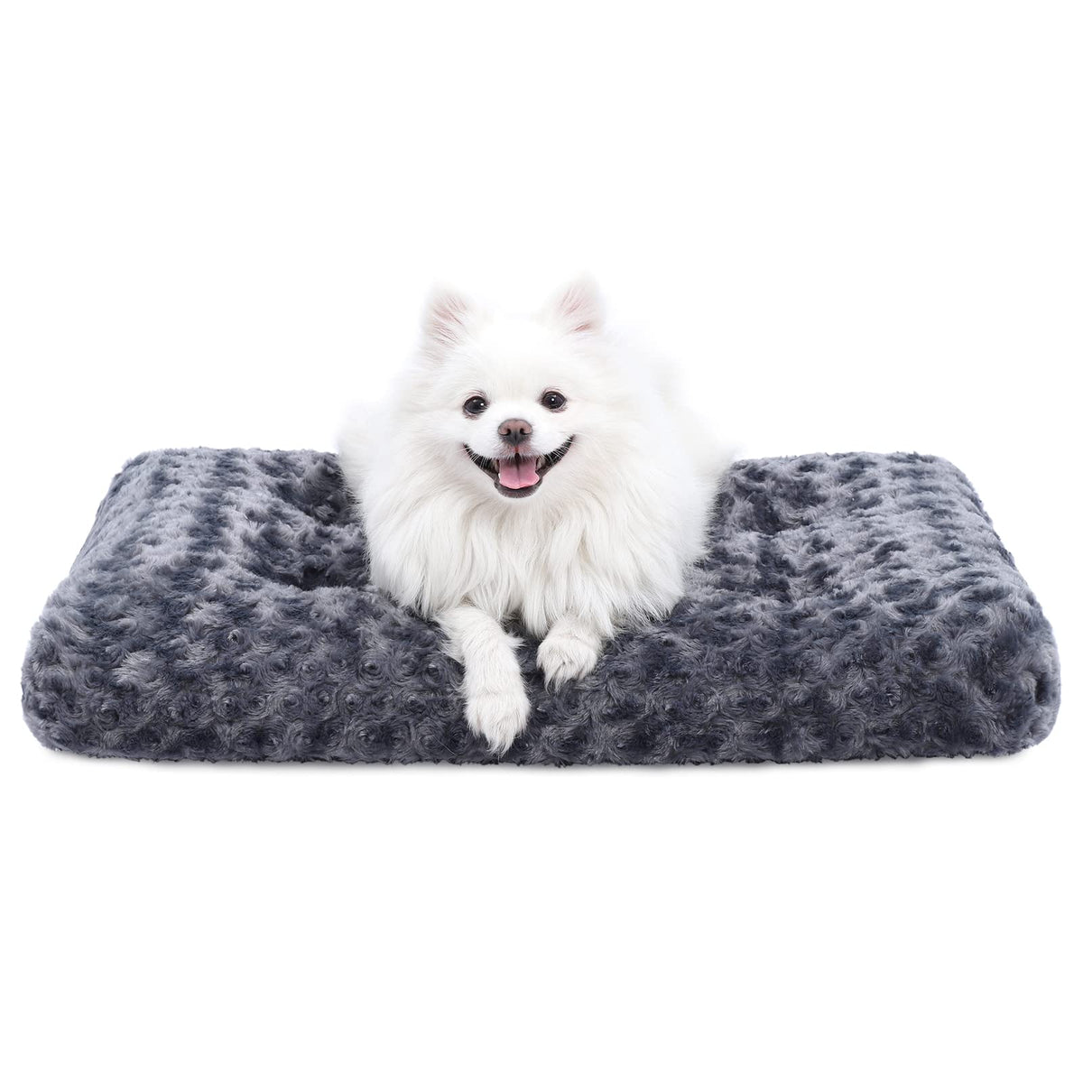 41" Washable Large Dog Bed – Soft Plush Crate Mat with Non-Slip Bottom, Gray
