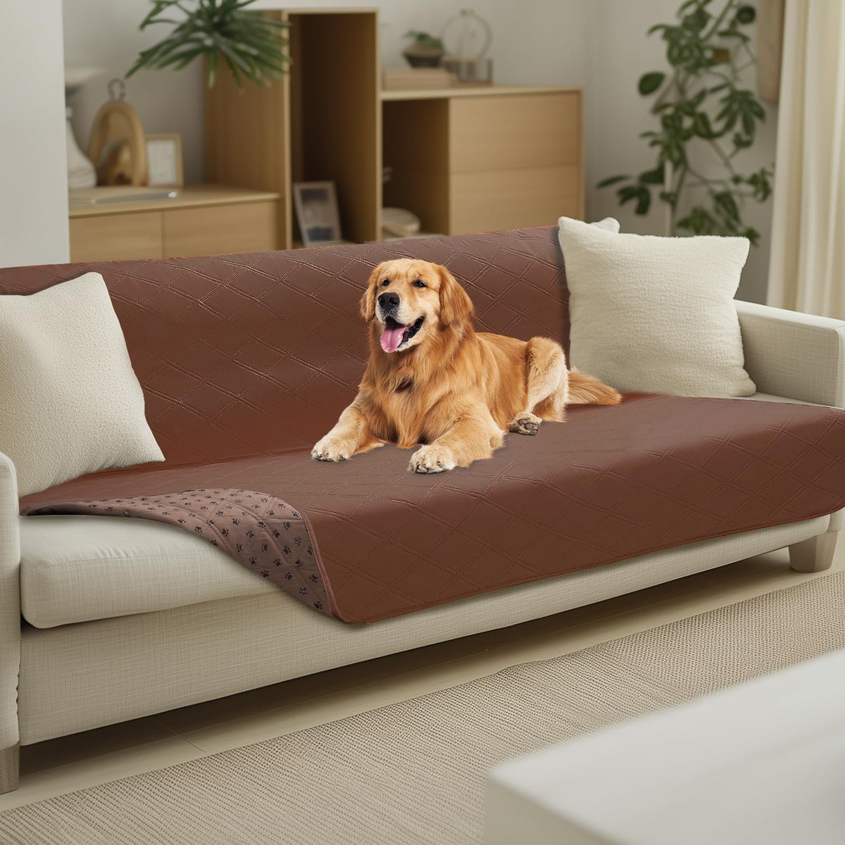 Quilted Pet Couch Protector with Non-Slip Back